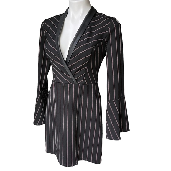 NWT, BCBGeneration Striped Surplice Tuxedo Dress - Picture 8 of 16